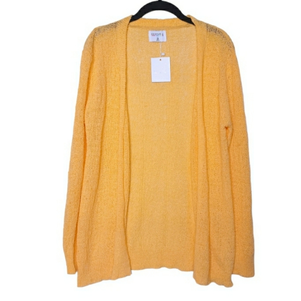 MODCLOTH COMPANIA FANTASTICA Yellow Stretchy Knit Open Shawl Cardigan Small NWT